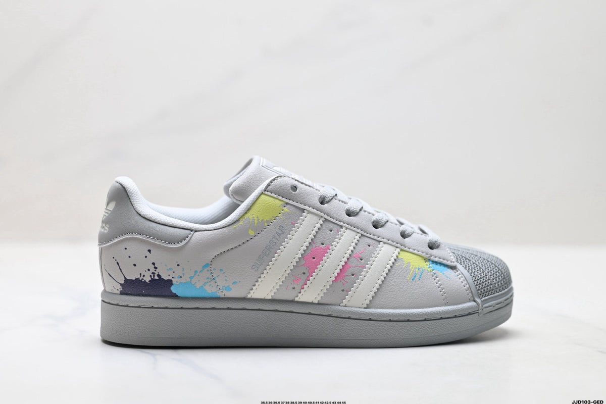 adidas Originals Superstar — Light Gray Multicolor Paint Splash | Shell Toe