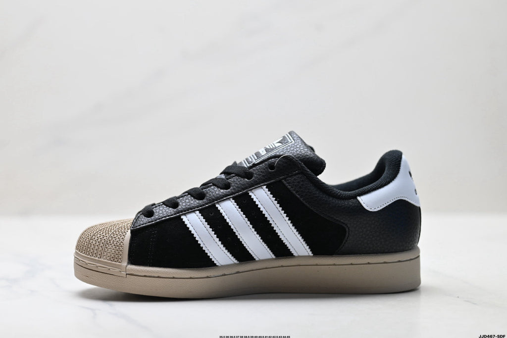 adidas Originals Superstar — Black Mix-Material & Beige | Shell Toe