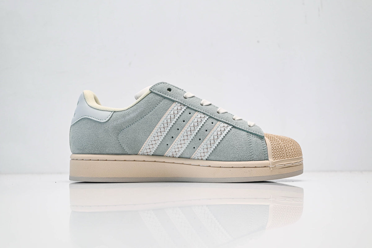 adidas Originals Superstar – Mint Green Suede Upper with Beige Shell Toe