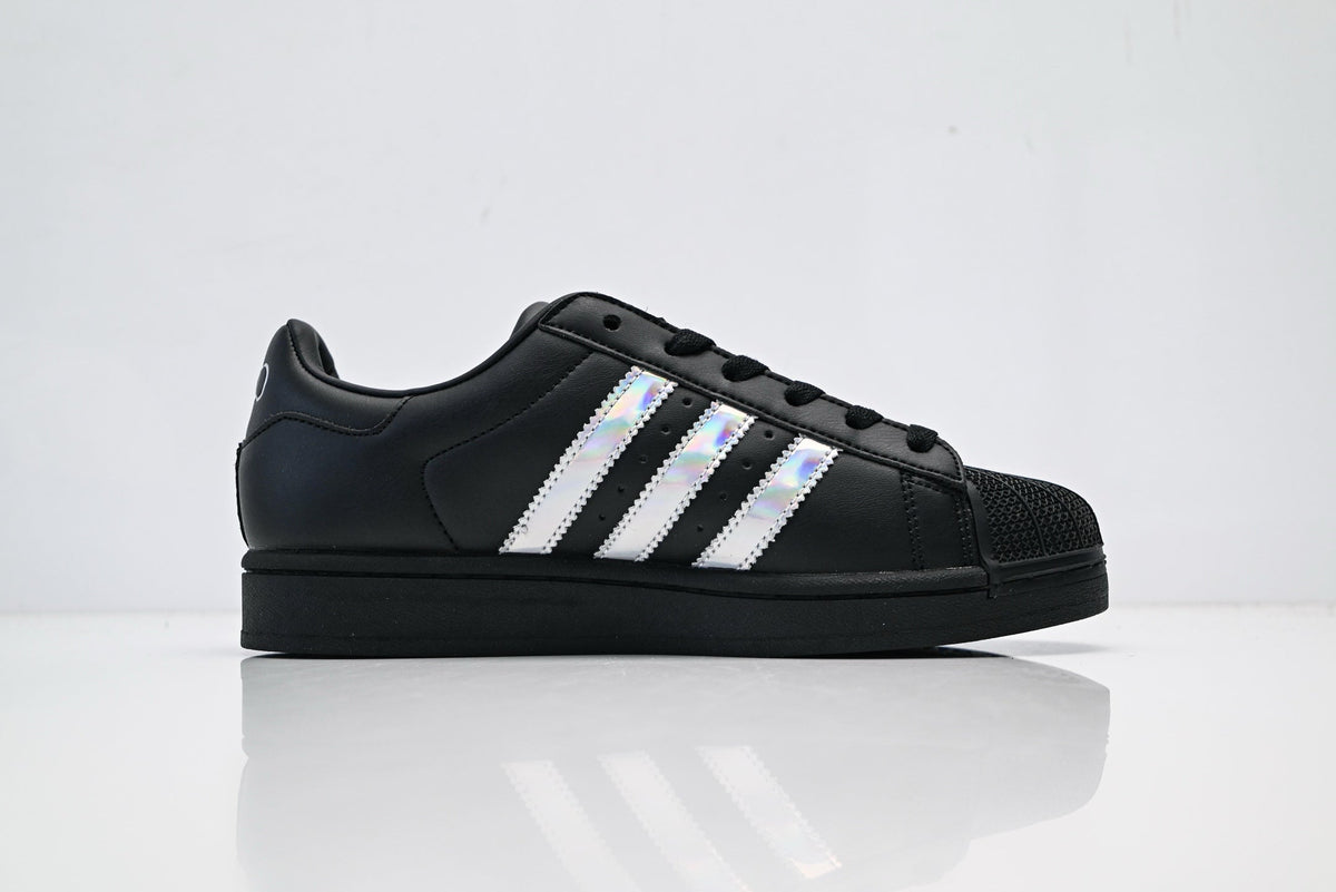 adidas Originals Superstar Black Iridescent Holographic 3‑Stripes Shell Toe Sneaker