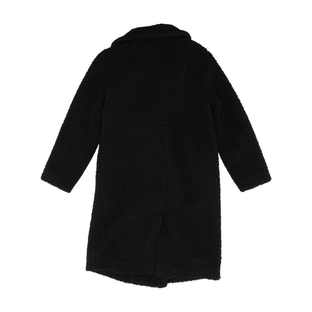 Black Solid Faux Fur Coat