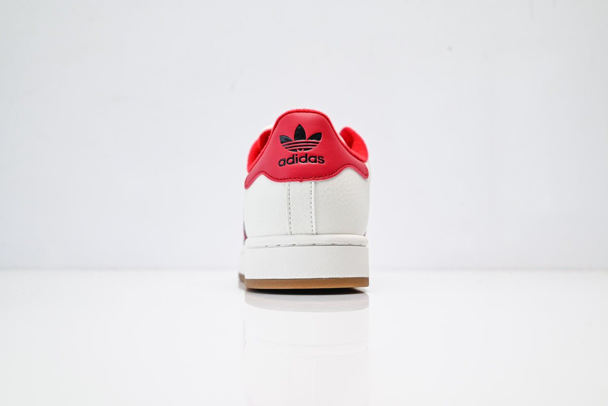adidas Originals Superstar – White with Red 3-Stripes & Gum Brown Shell Toe