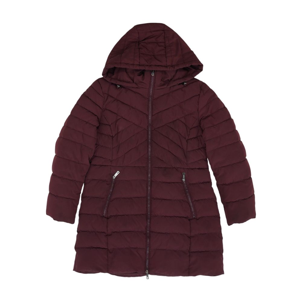 Maroon Solid Puffer Puffer Jacket