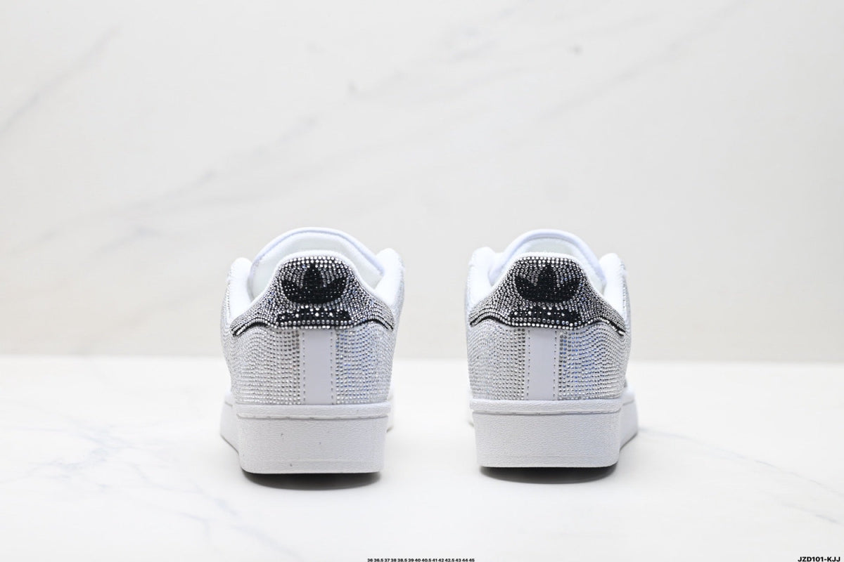 adidas Originals Superstar Custom — Silver Black Rhinestone | White Shell Toe