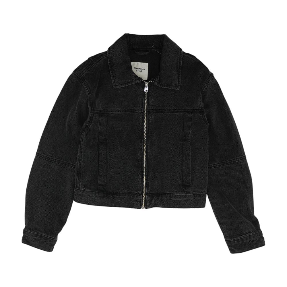 Black Solid Denim Jacket