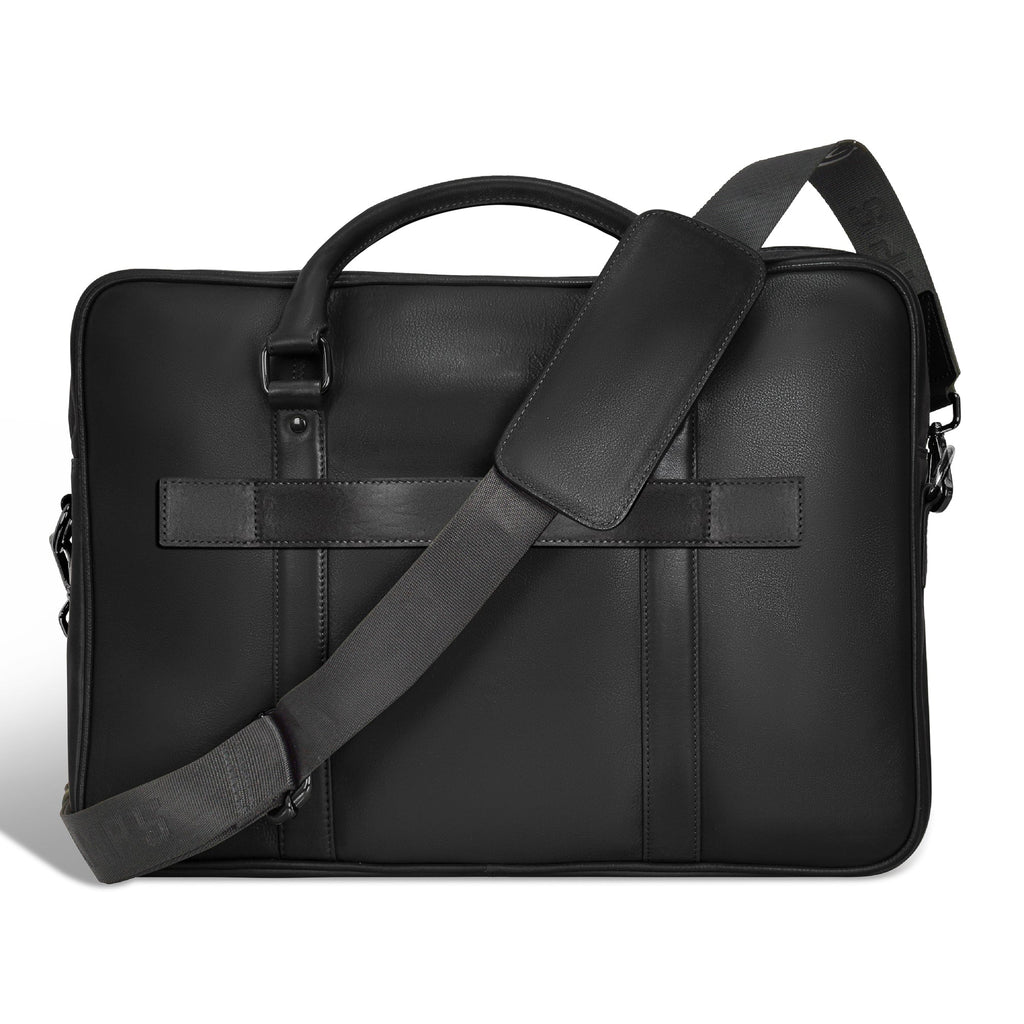 Onyx / Leather Slim Briefcase *Drop Ship*
