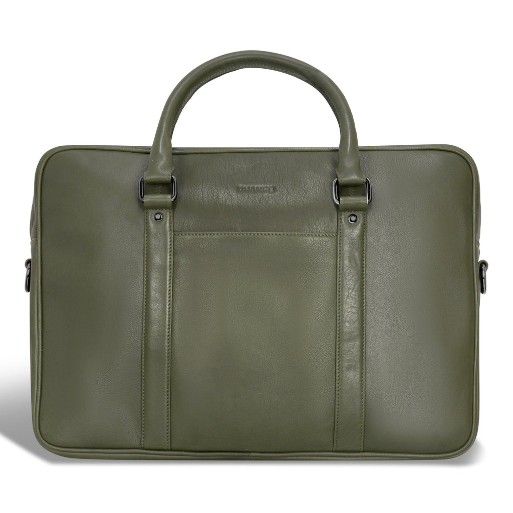 Onyx / Leather Slim Briefcase *Drop Ship*