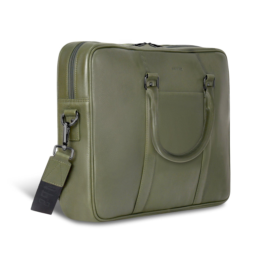 Onyx / Leather Slim Briefcase *Drop Ship*