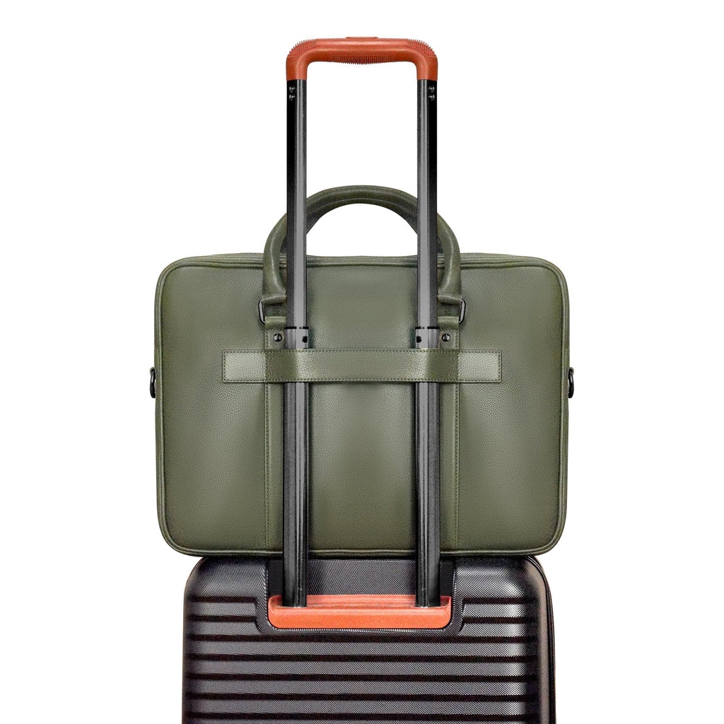 Onyx / Leather Slim Briefcase *Drop Ship*